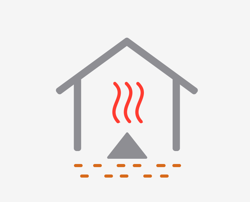 Illustration eines Hauses mit einer Erdwärmepumpe, die ihre Funktionsweise veranschaulichen.